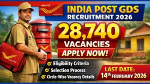 India Post GDS Recruitment 2026: Apply online for 28,740 Gramin Dak Sevak vacancies. Check eligibility, circle-wise posts, selection process. Last date: Feb 14, 2026.